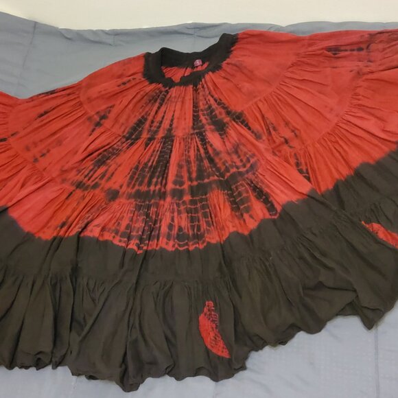 Renaissance Boho Hippie Indie Gypsy Tie Dye Long Maxi Crinkle Skirt EUC - Picture 9 of 9